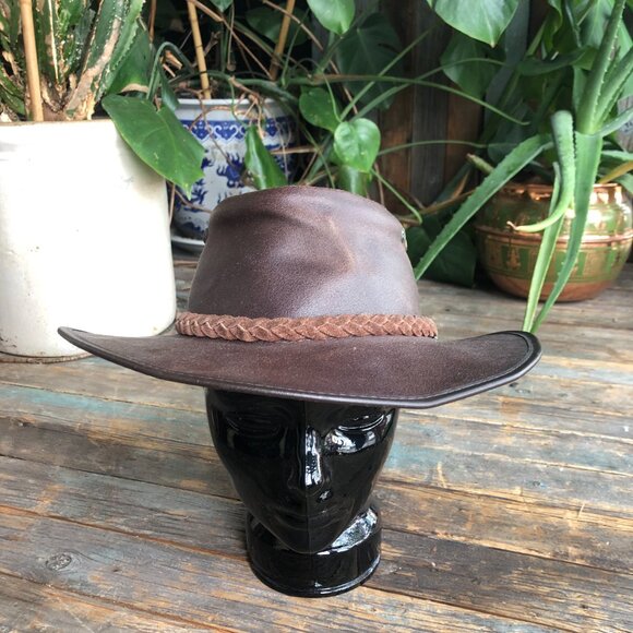 Grizzly Hatters Oiled Leather Australian Bush Hat , Outback Hat Size XXL - Picture 3 of 10